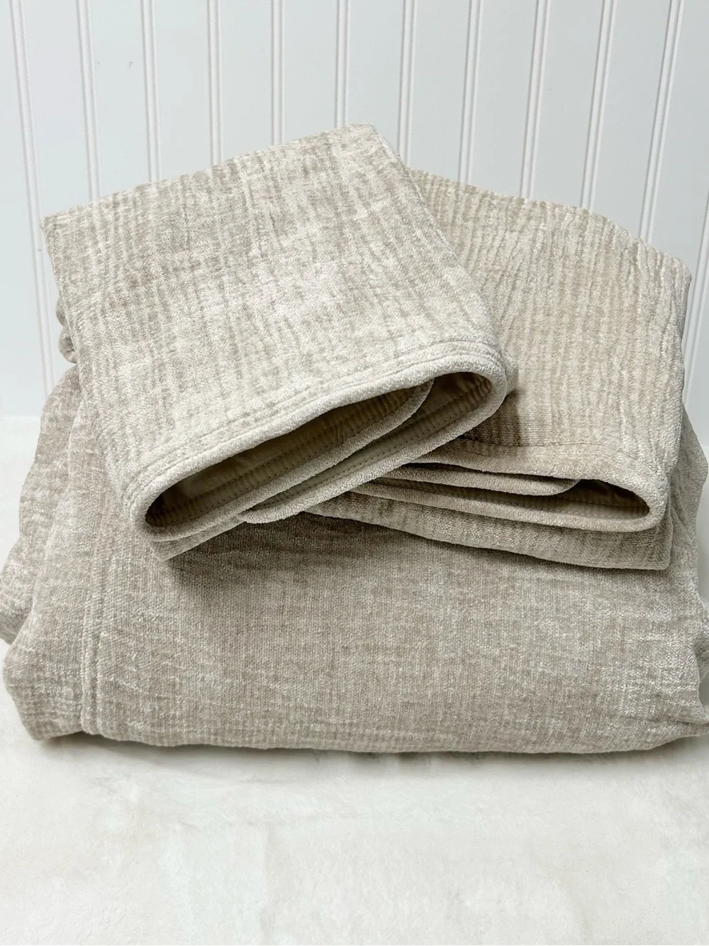 West Elm Solid Chenille duvet cover shams king taupe